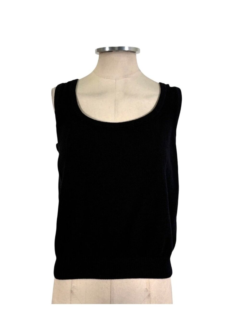 St John Knit Sleeveless Tank Top In Black Size Medium